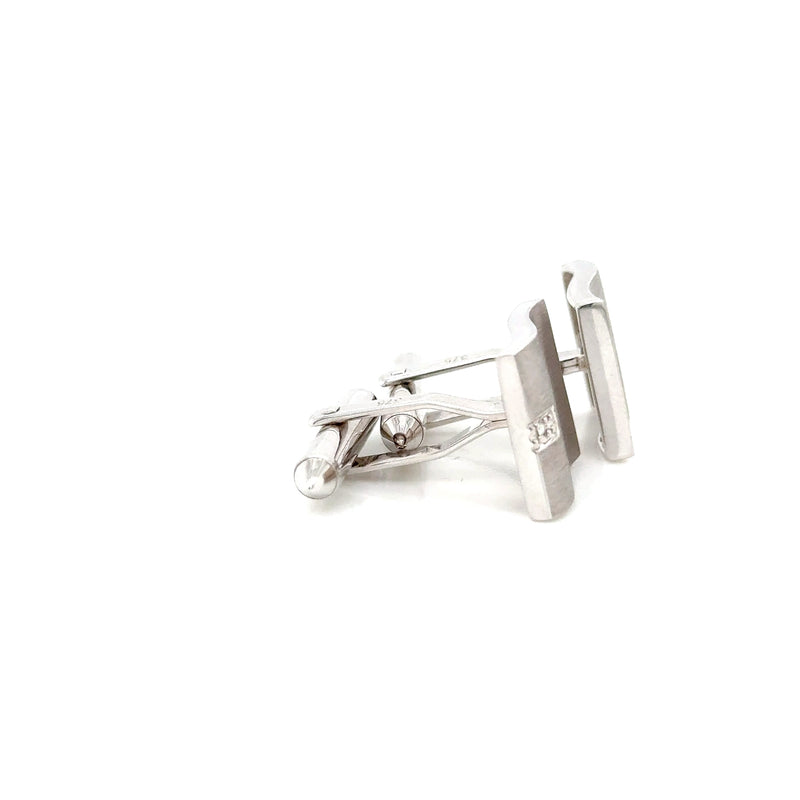 9ct White gold square brushed single dia cufflinks