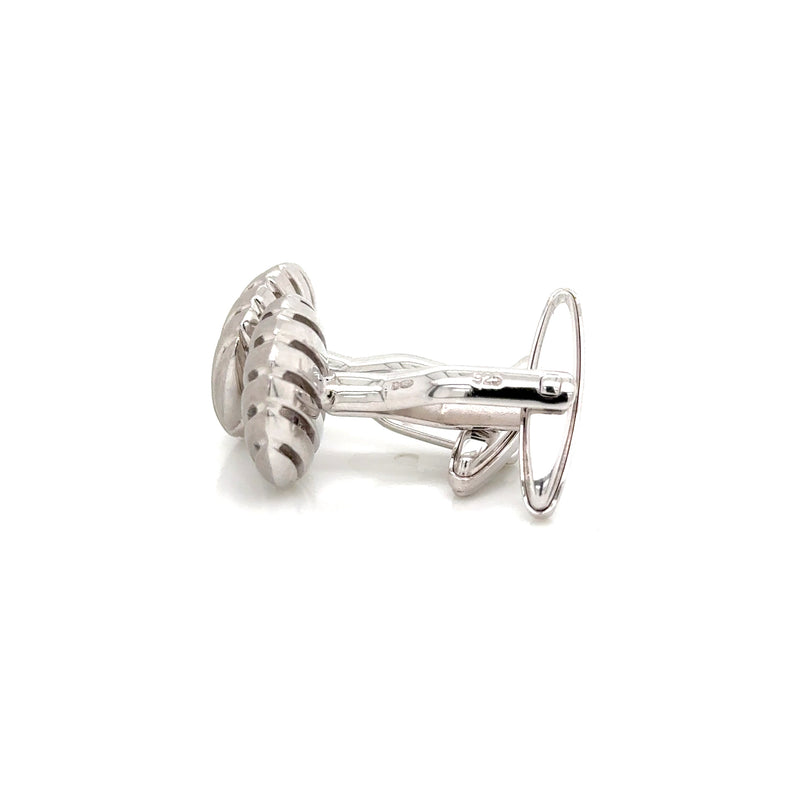 Sterling silver round brushed cufflinks