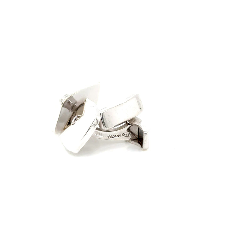 Sterling Silver square polished dia cufflinks