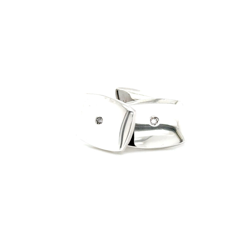 Sterling Silver square polished dia cufflinks