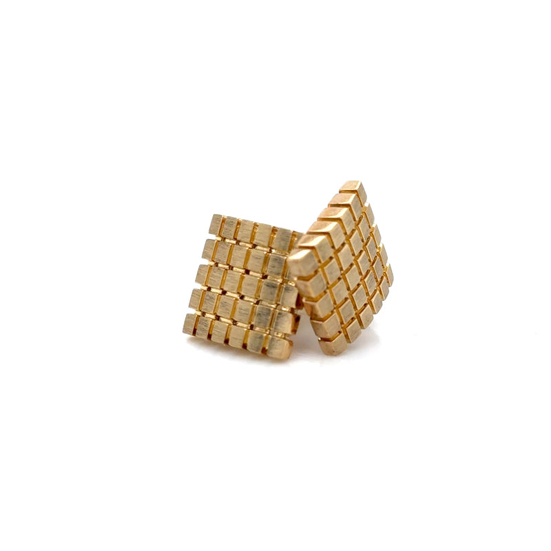 9ct Yellow Gold Square Grid Cufflinks