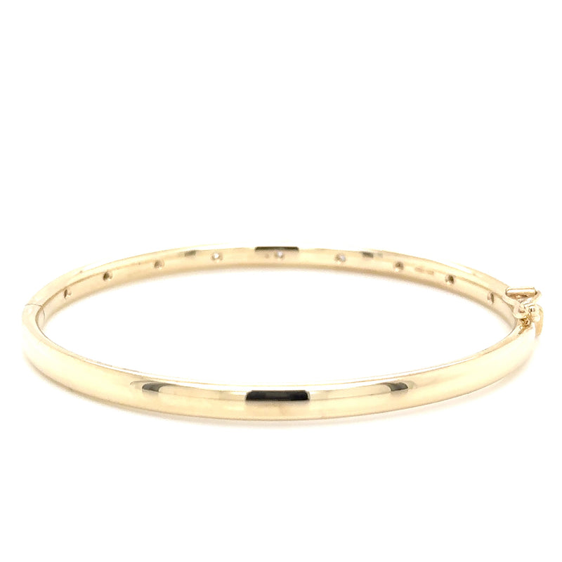 9ct Yellow Gold Hinged Flush Set Diamond Bangle