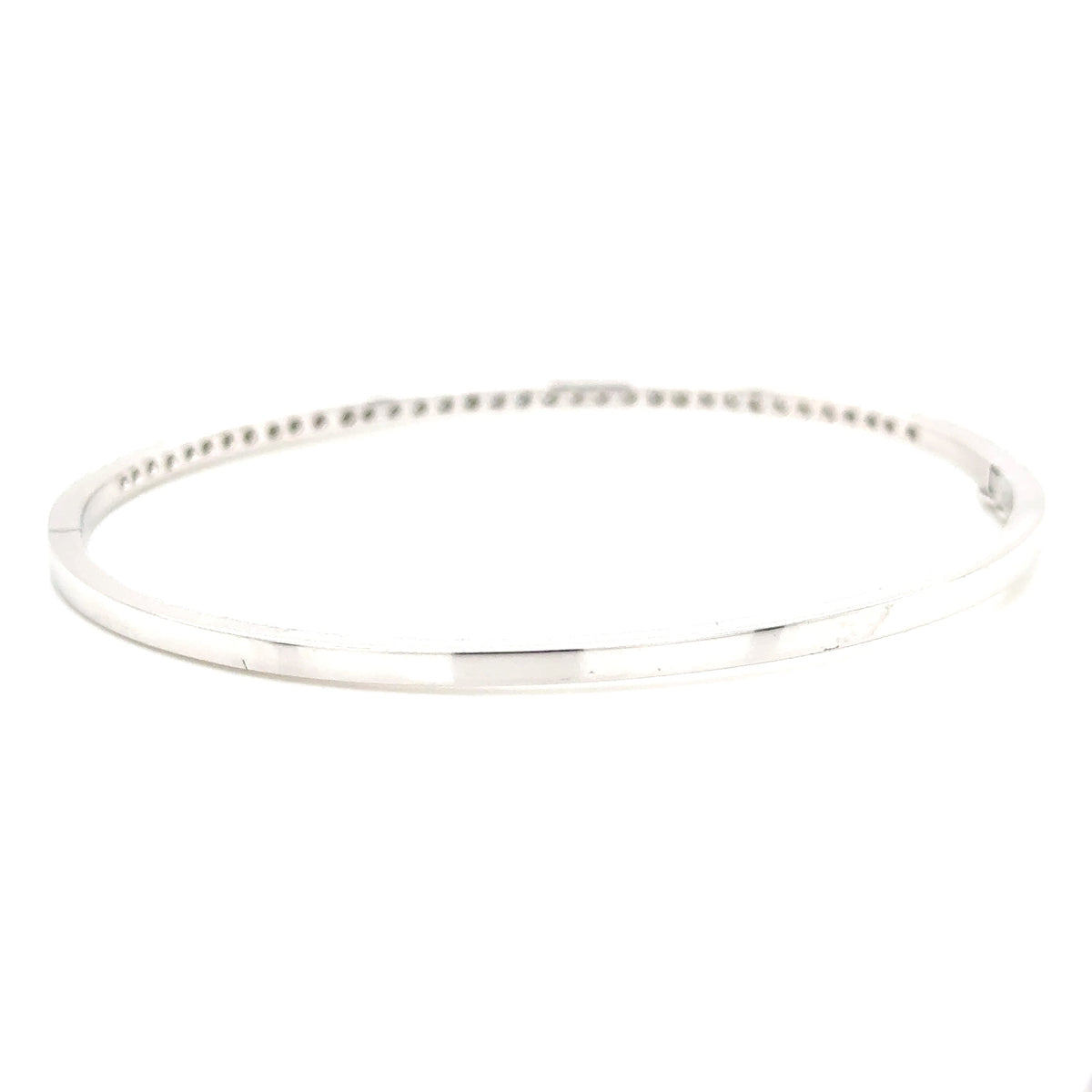 18ct White Gold Castel set Diamond hinged bangle