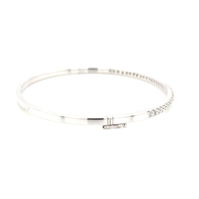 18ct White Gold Castel set Diamond hinged bangle – Esl Jewellery