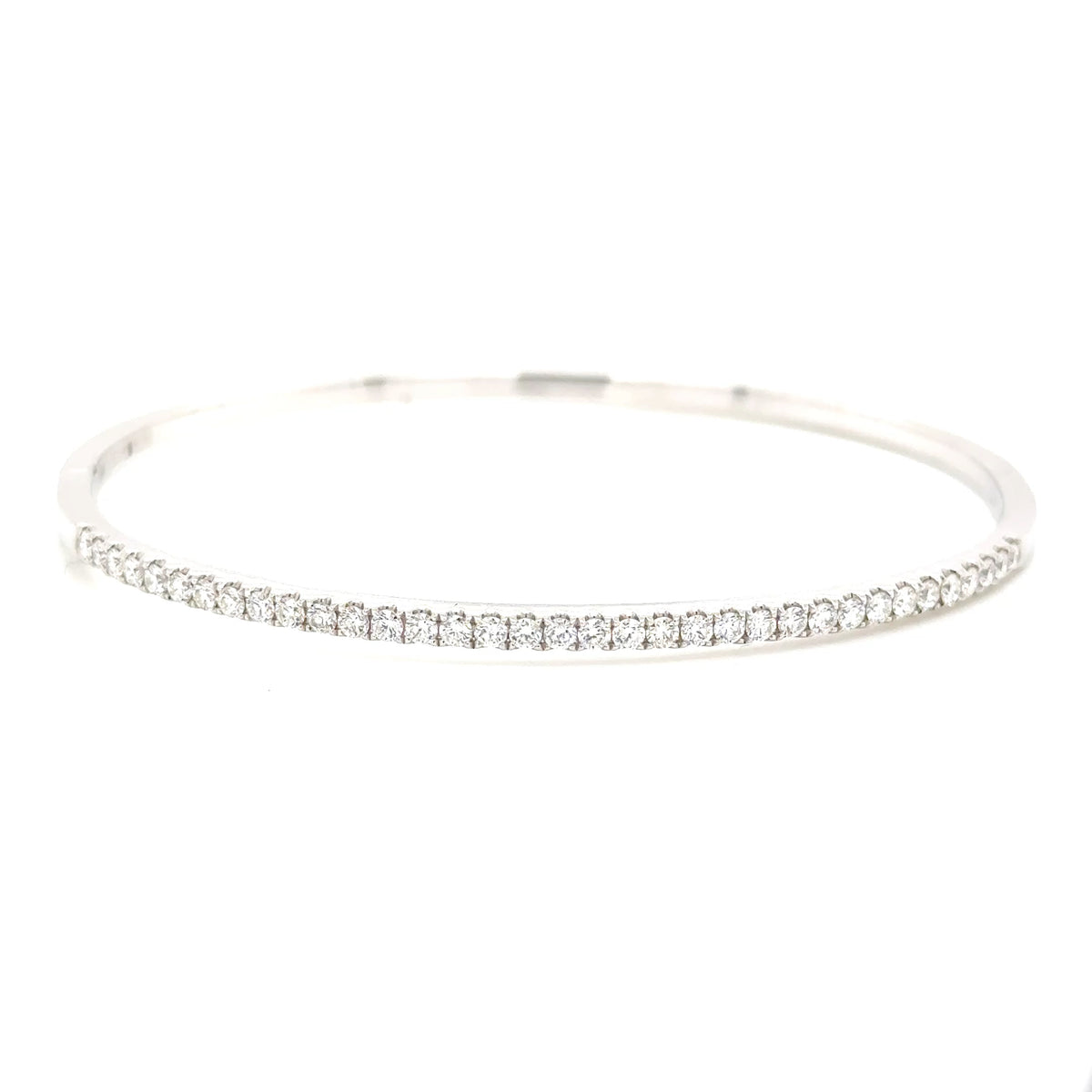 18ct White Gold Castel set Diamond hinged bangle