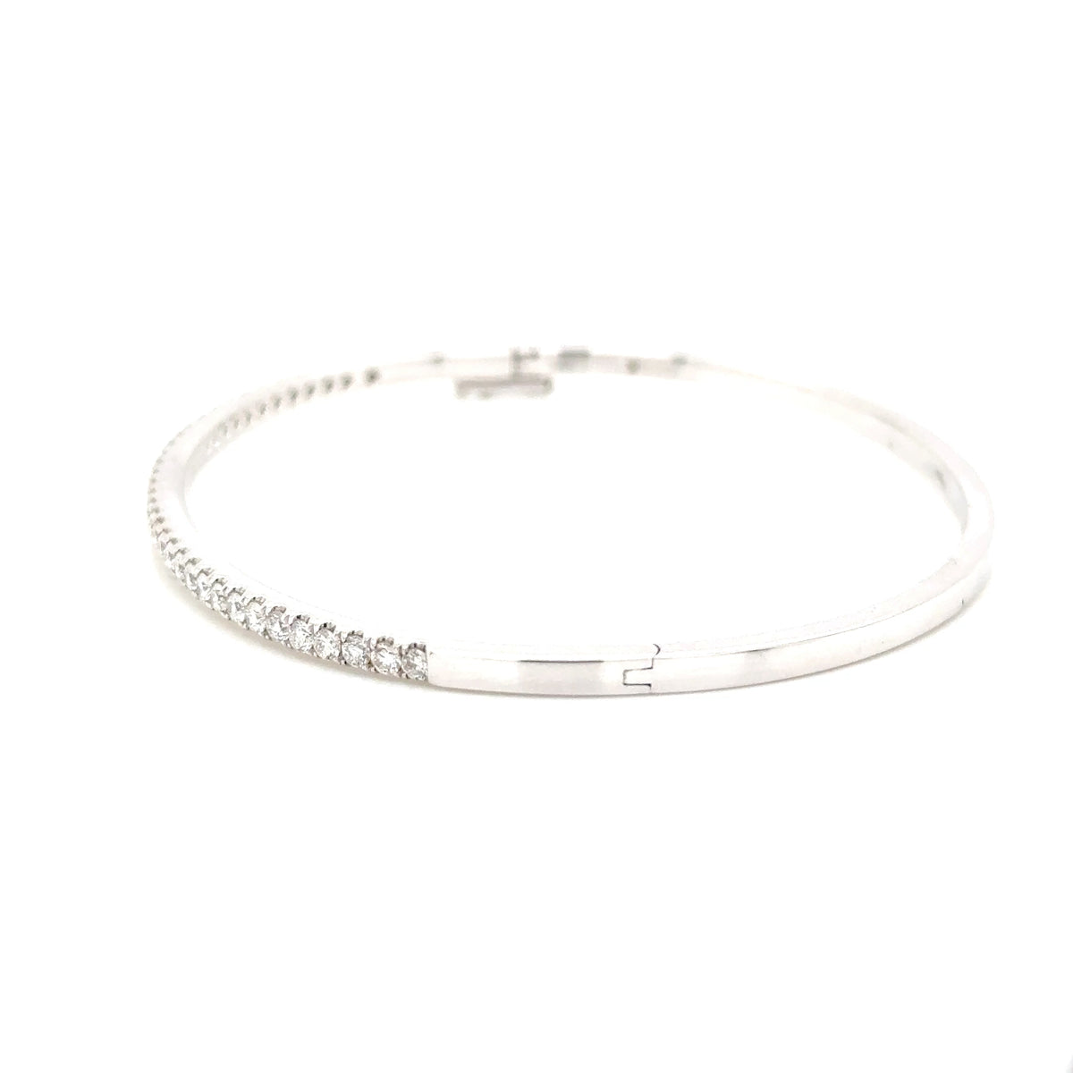 18ct White Gold Castel set Diamond hinged bangle