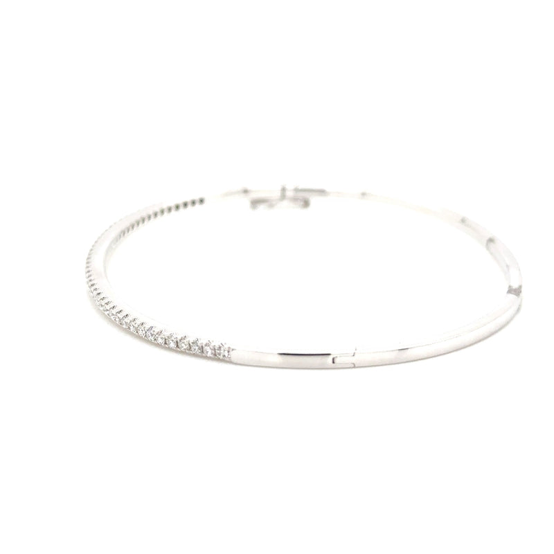 18ct white gold castel set Diamond hinged bangle