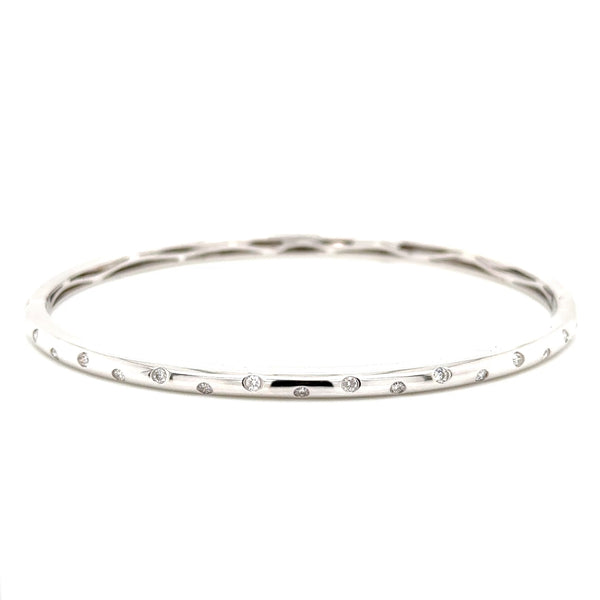 18ct white gold punch set Diamond bangle