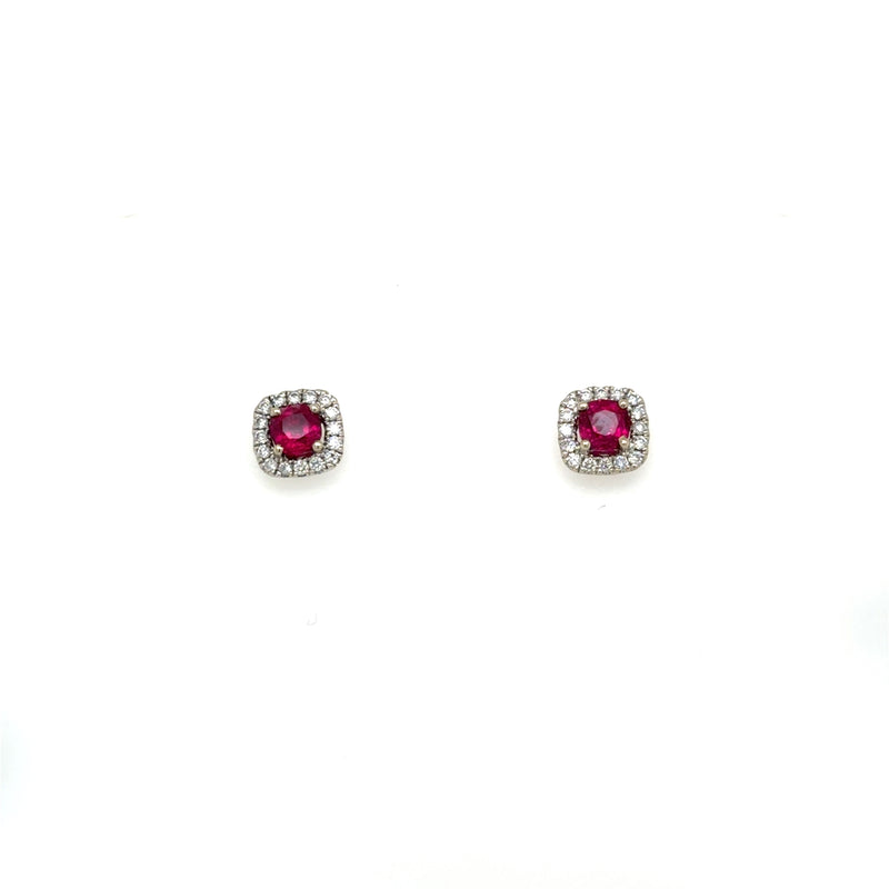 18ct White Gold Ruby and Diamond Earrings