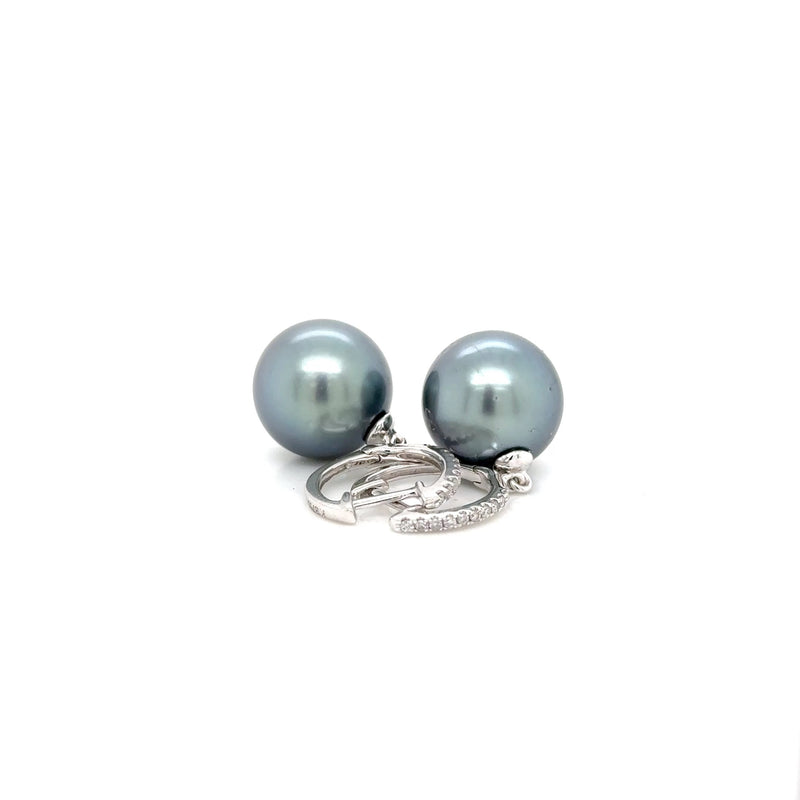 W Gold Tahitian Pearl Diamond Earrings