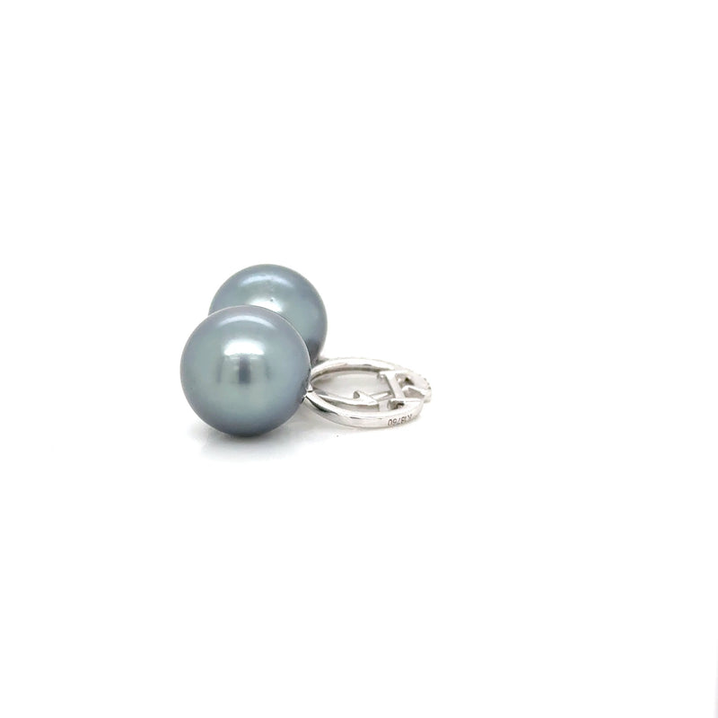 W Gold Tahitian Pearl Diamond Earrings