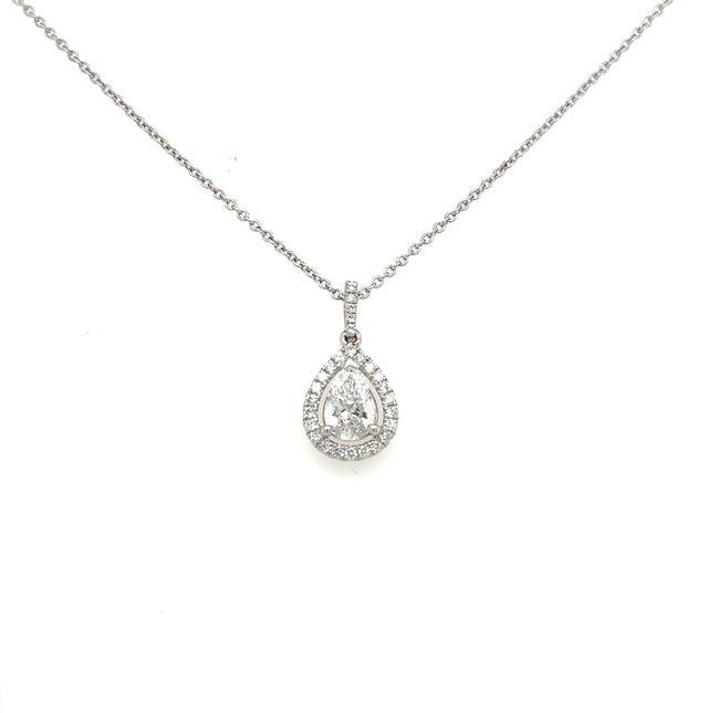 18ct White Gold Pear Shape Diamond Pendent