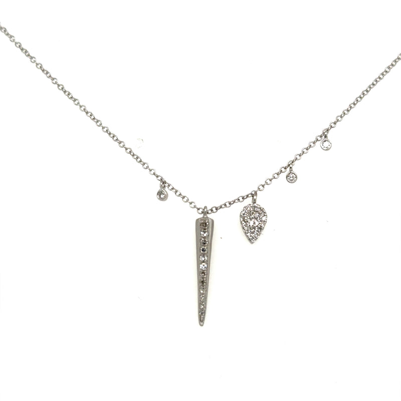 14ct White Gold Drop Diamond Pendent