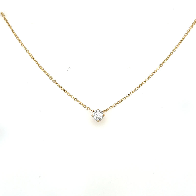 18ct yellow gold Lab Grown Diamond Solitaire pendent 0.28ct and chain