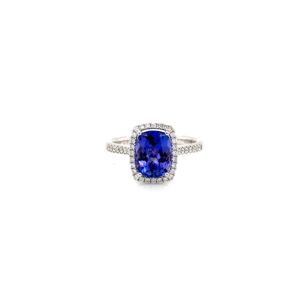 18ct White gold tanzanite dia ring