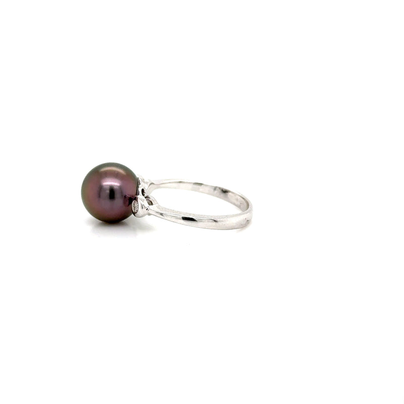 White Gold tahitian pearl dia ring