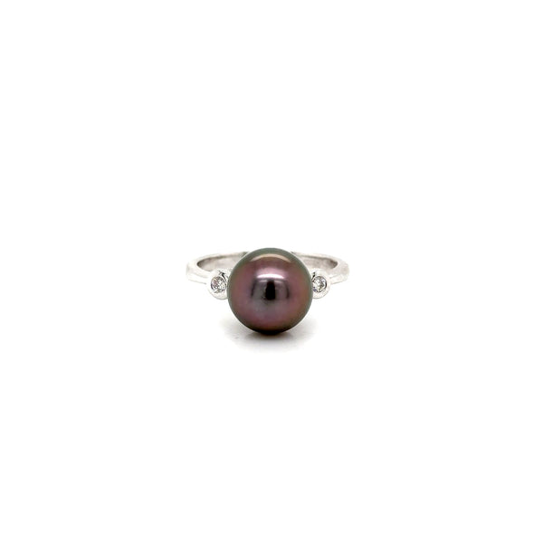 White Gold tahitian pearl dia ring