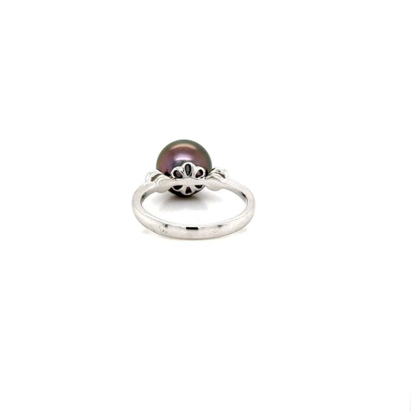 White Gold tahitian pearl dia ring