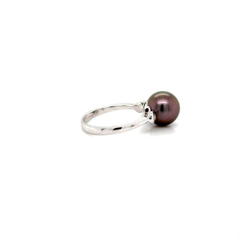 White Gold tahitian pearl dia ring