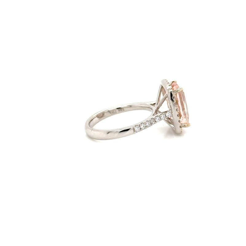 18ct white gold Morganite and Diamond ring