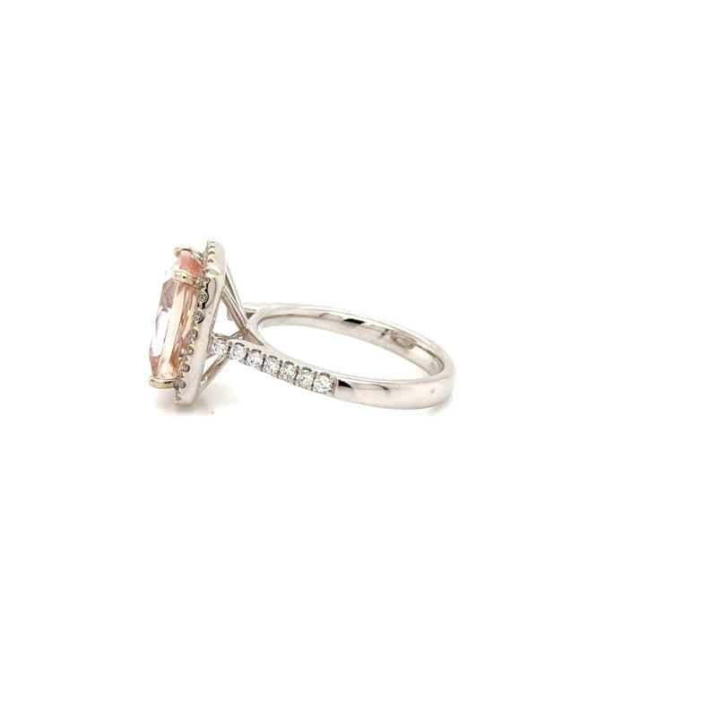 18ct white gold Morganite and Diamond ring