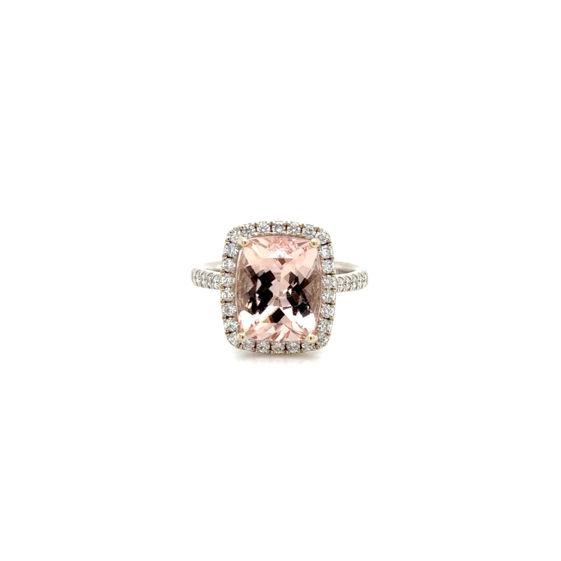 18ct white gold Morganite and Diamond ring