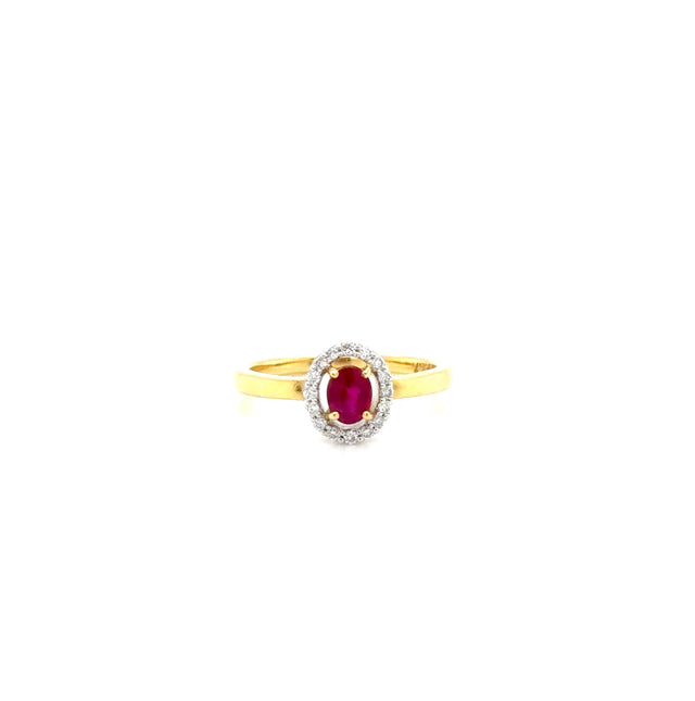18ct Yellow Gold Ruby and Diamond Ring