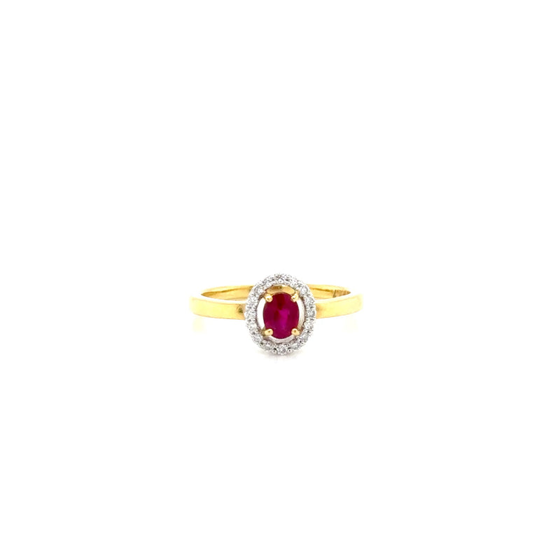 Y Gold Ruby and Diamond Ring