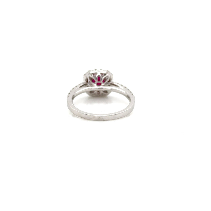 18ct White Gold Ruby Diamond Ring