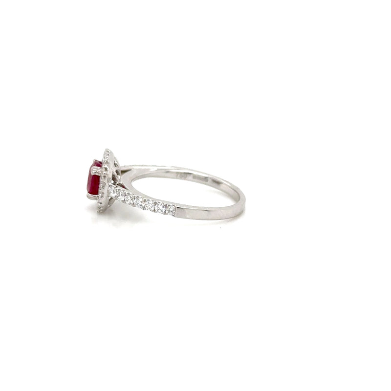 18ct White Gold Ruby Diamond Ring