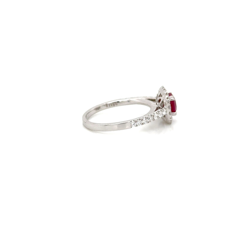 18ct White Gold Ruby Diamond Ring