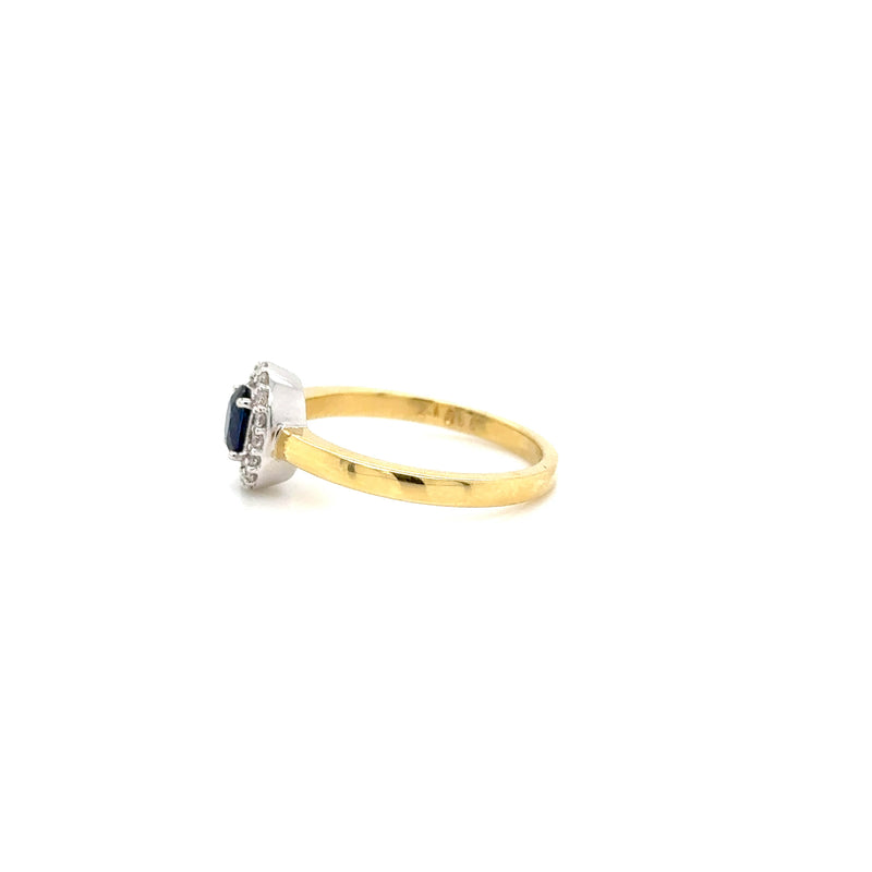 Yellow Gold Sapphire Diamond Halo 2.1666