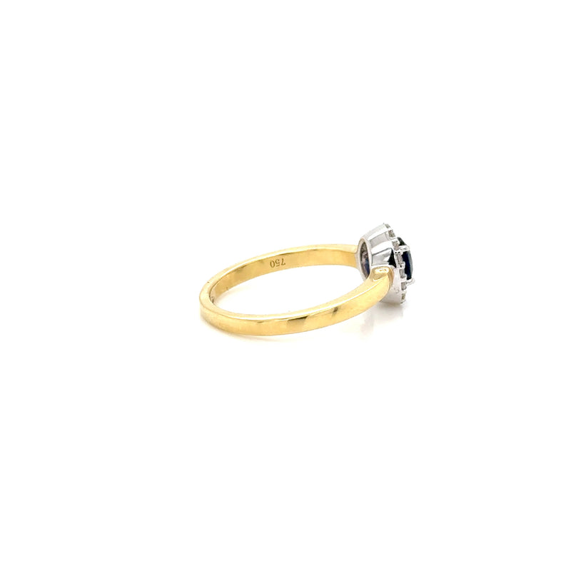 Yellow Gold Sapphire Diamond Halo Ring