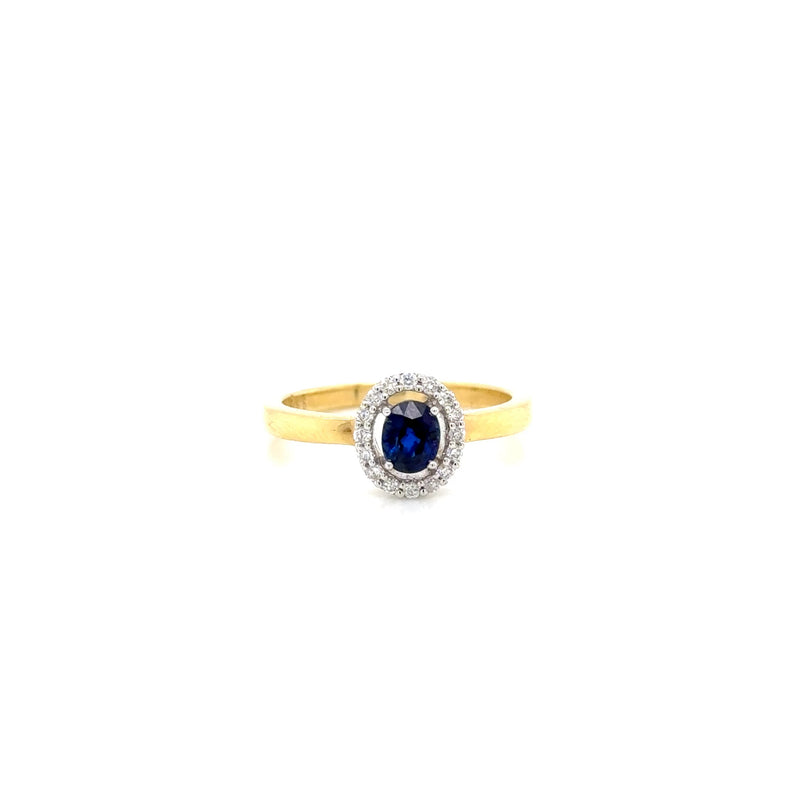 Yellow Gold Sapphire Diamond Halo 2.1666