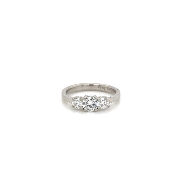 Platinum Natural Diamond 3 Stone Ring 0.85ct Total