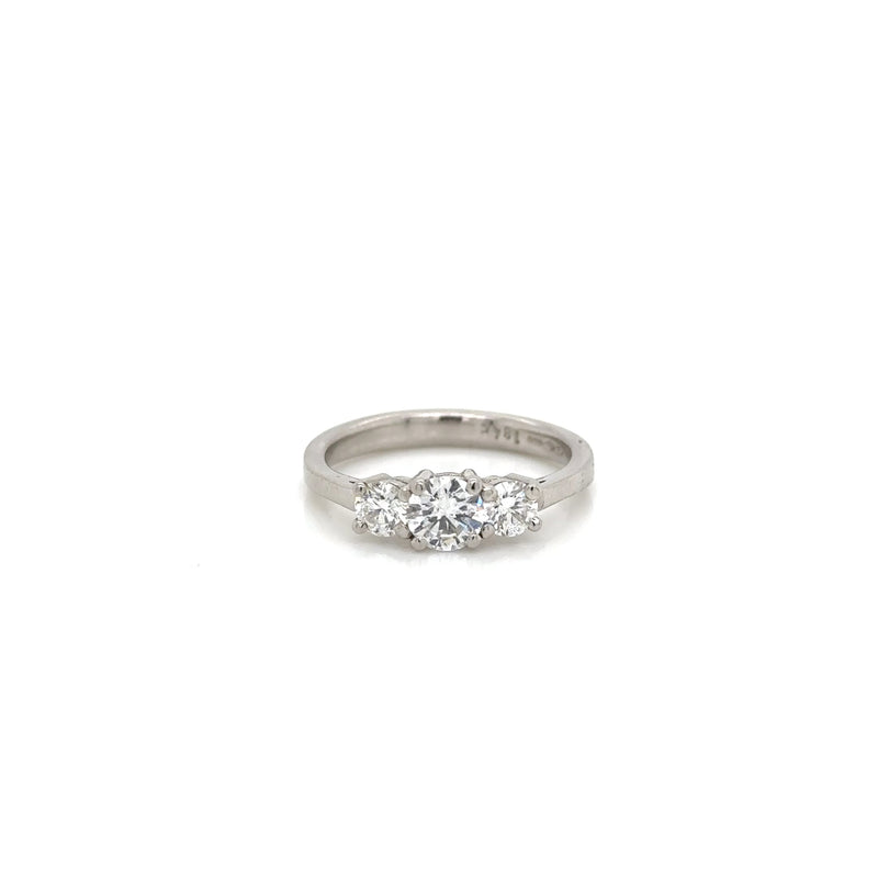 Platinum Natural Diamond 3 Stone Ring 0.85ct Total