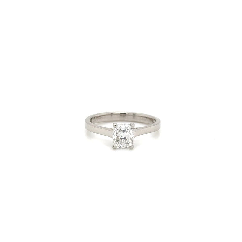 Platinum Radiant Cut Natural Diamond Ring 0.91ct