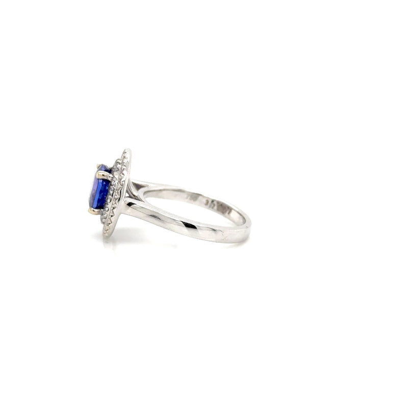 18ct W Gold Tanzanite Double Halo Ring