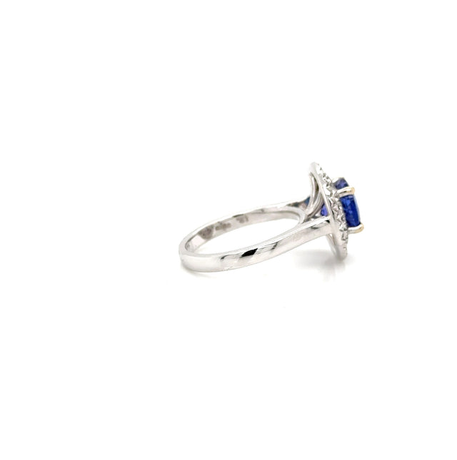 18ct White Gold Tanzanite and Diamond Double Halo Ring