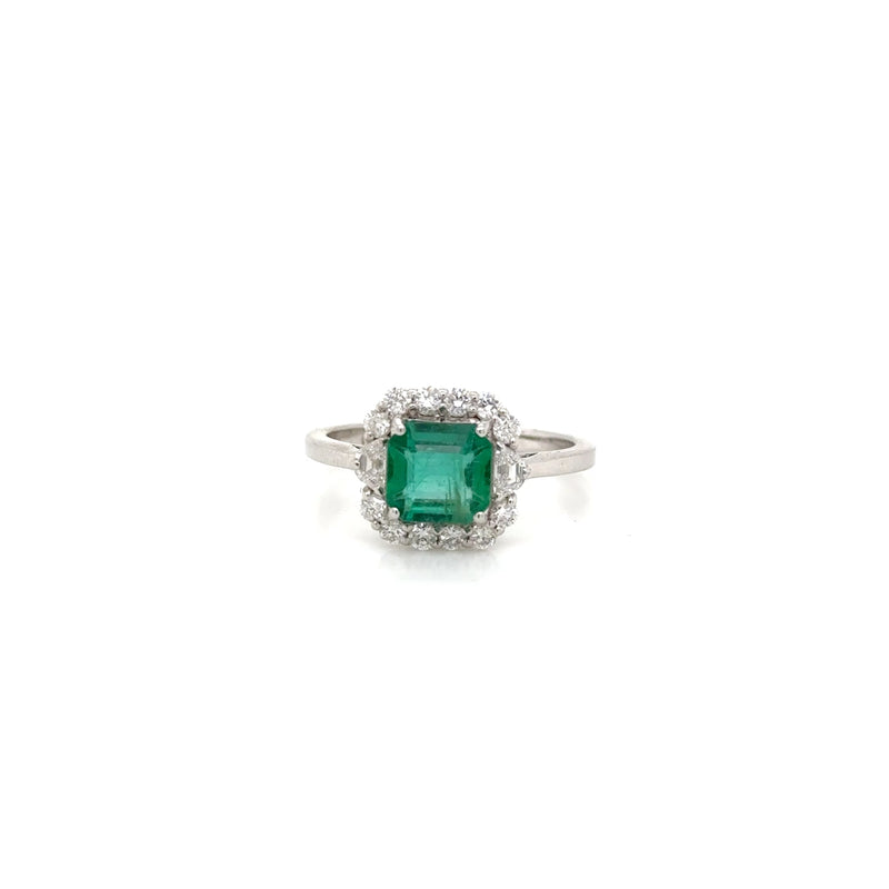 18ct White Gold Emerald and Diamond Ring