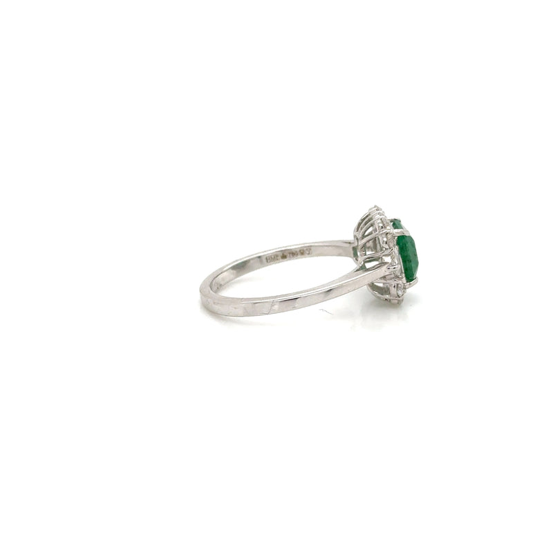 18ct White Gold Emerald and Diamond Ring