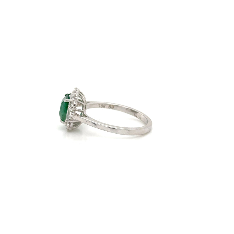 18ct White Gold Emerald and Diamond Ring