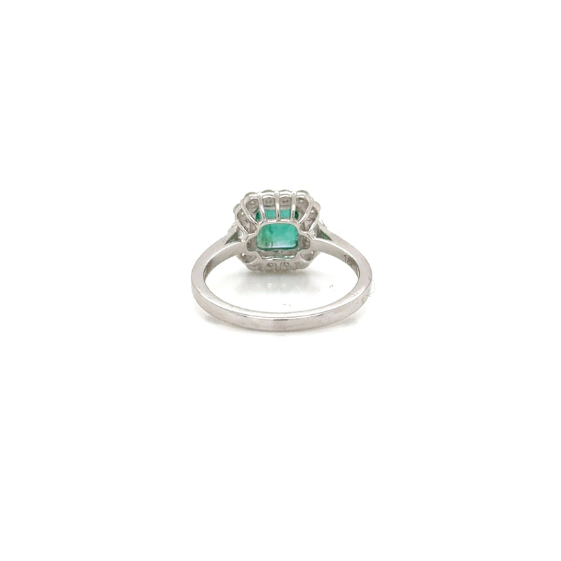 18ct White Gold Emerald and Diamond Ring