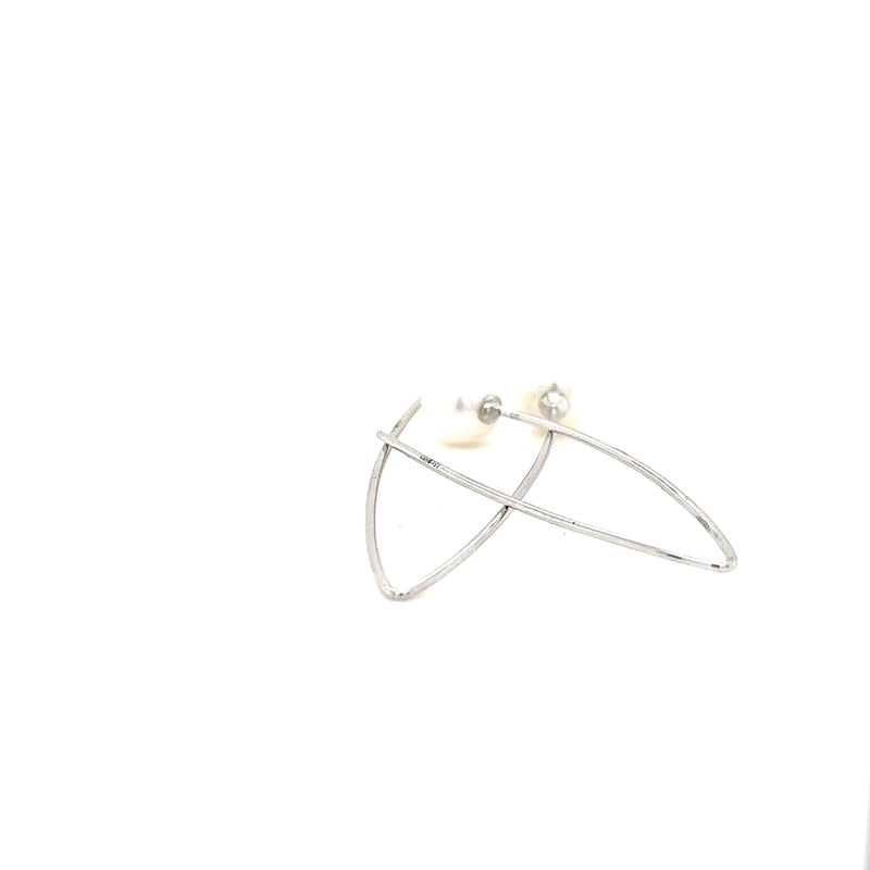 White Gold Wire Fresh Water Pearl Drop Earrrings