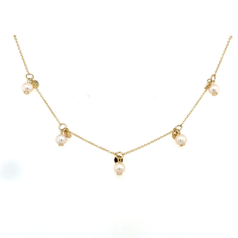 9ct Yellow Gold Necklet with 5 Pearls