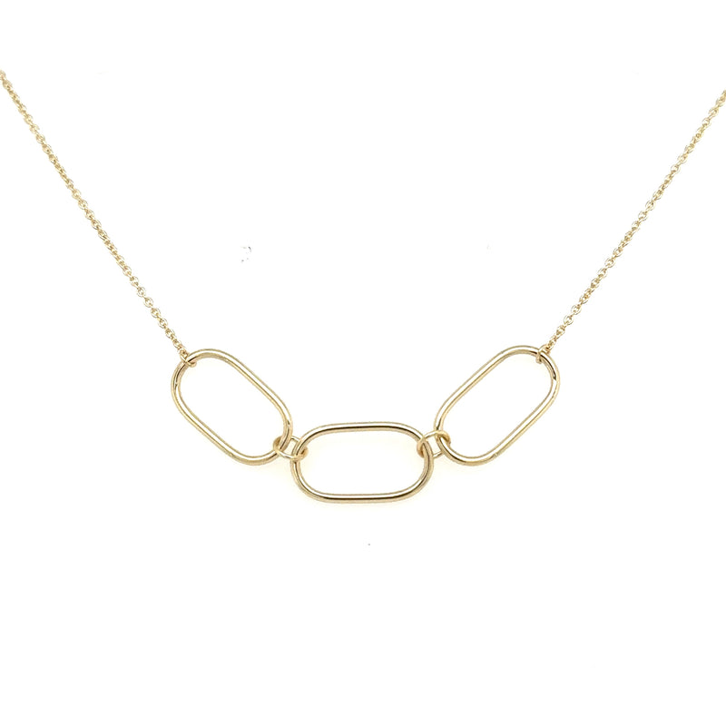 9ct Yellow Gold  3 Oval Link Necklet