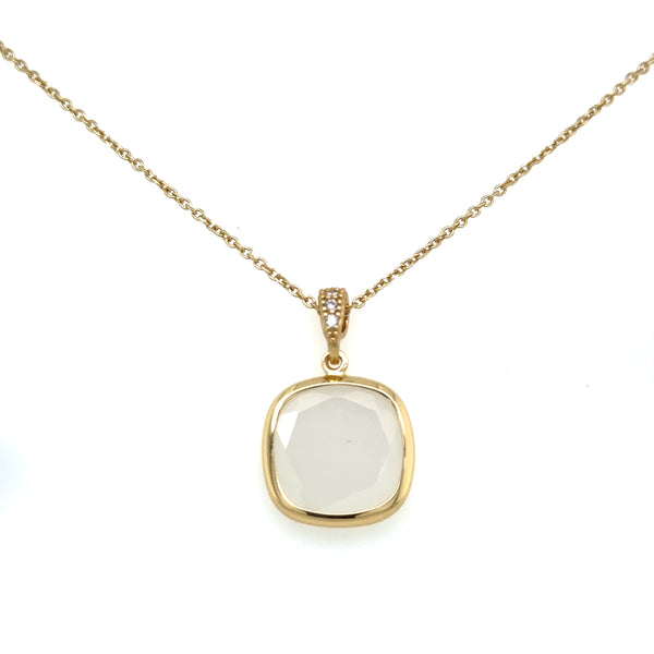 Aquaforte Gold Plated Cream Square Pendent