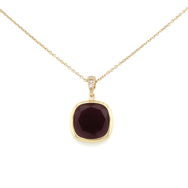 Aquaforte Gold Plated Brown Square Pendent