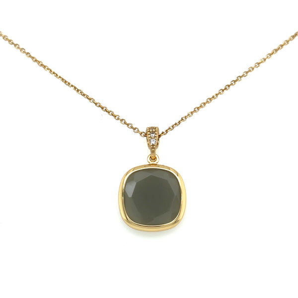 Aquaforte Gold Plated Grey Square Pendent