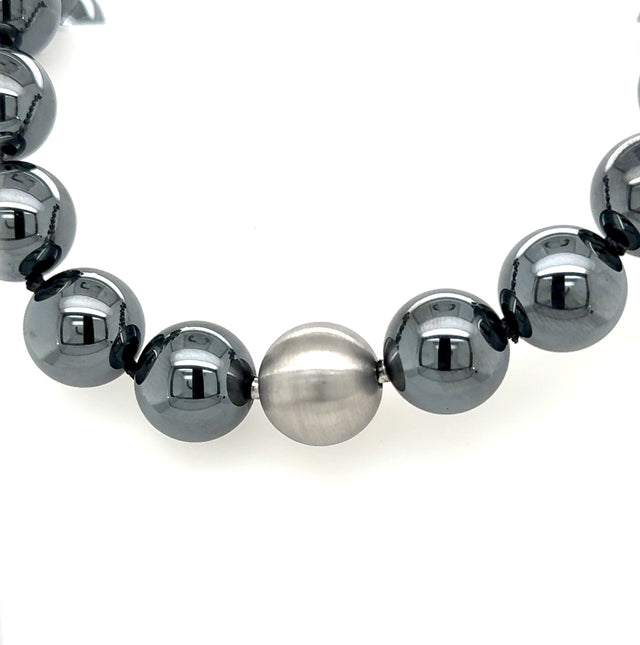 Haematite Beads with Steel Click Clasp